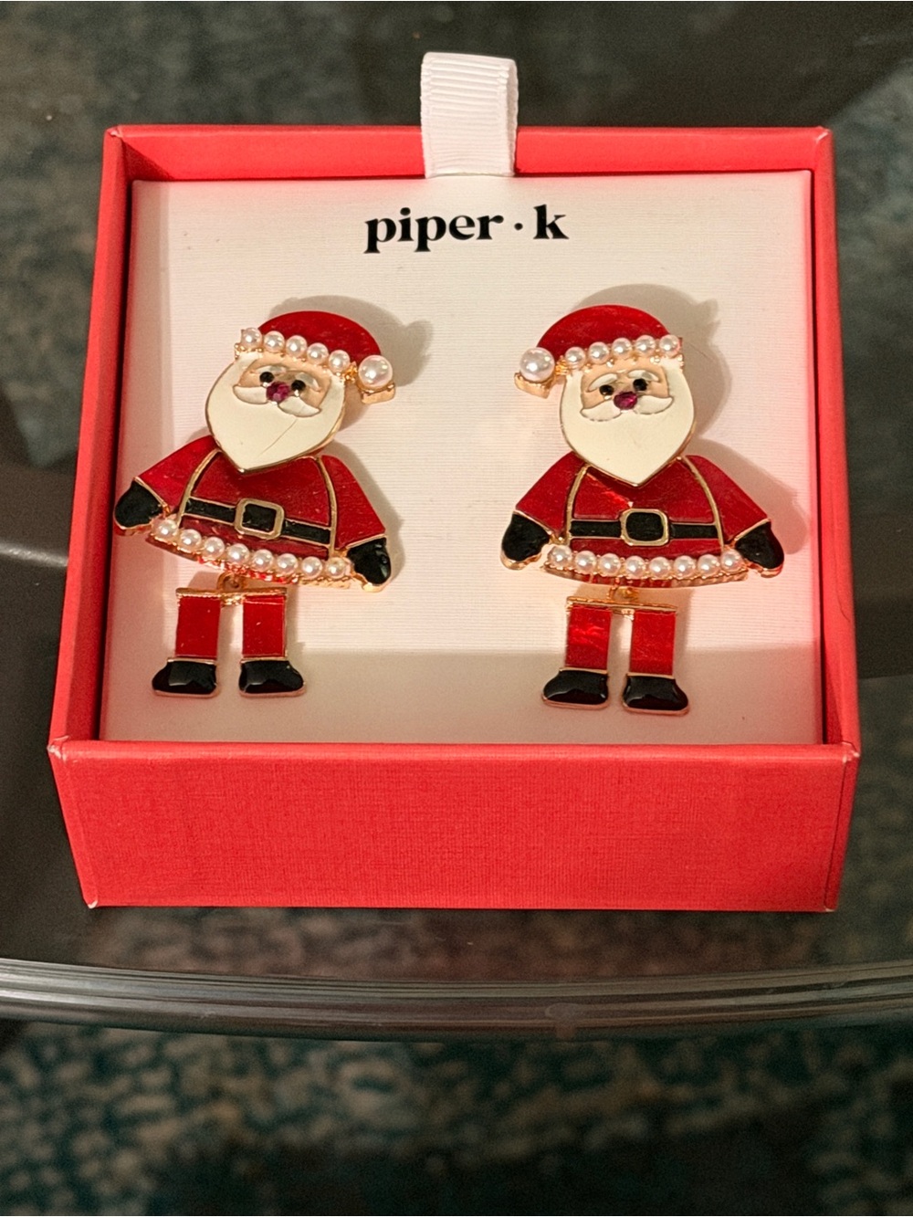 Piper.k Santa Stud Earrings Jointed & Beaded